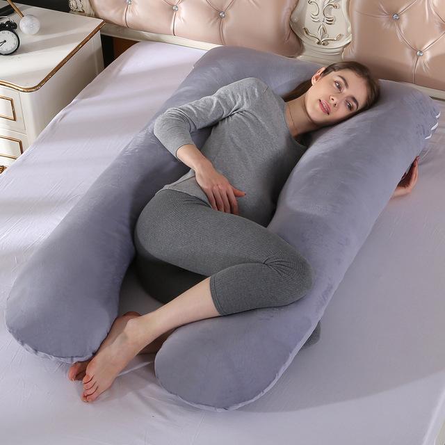 100% Cotton Full Body Pillow for Pregnant Women U Shape Pregnancy Pillow Sleeping Support Maternity Pillow for Side Sleepers