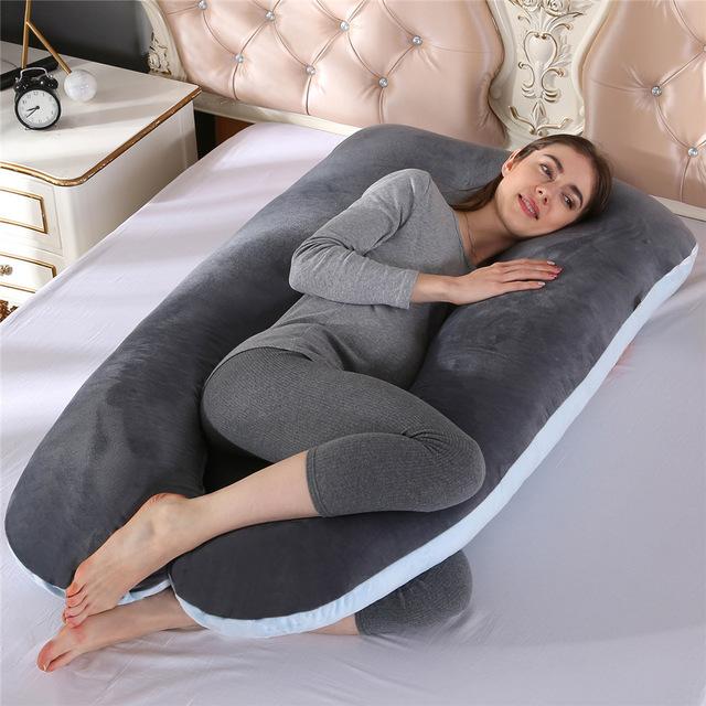 100% Cotton Full Body Pillow for Pregnant Women U Shape Pregnancy Pillow Sleeping Support Maternity Pillow for Side Sleepers