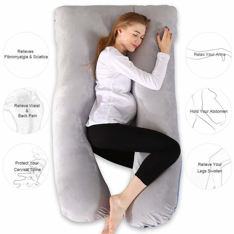 100% Cotton Full Body Pillow for Pregnant Women U Shape Pregnancy Pillow Sleeping Support Maternity Pillow for Side Sleepers