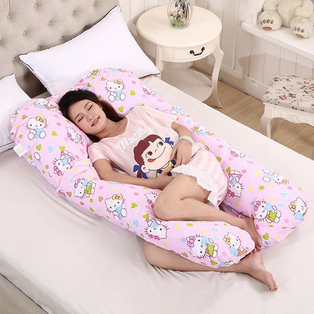 100% Cotton Full Body Pillow for Pregnant Women U Shape Pregnancy Pillow Sleeping Support Maternity Pillow for Side Sleepers