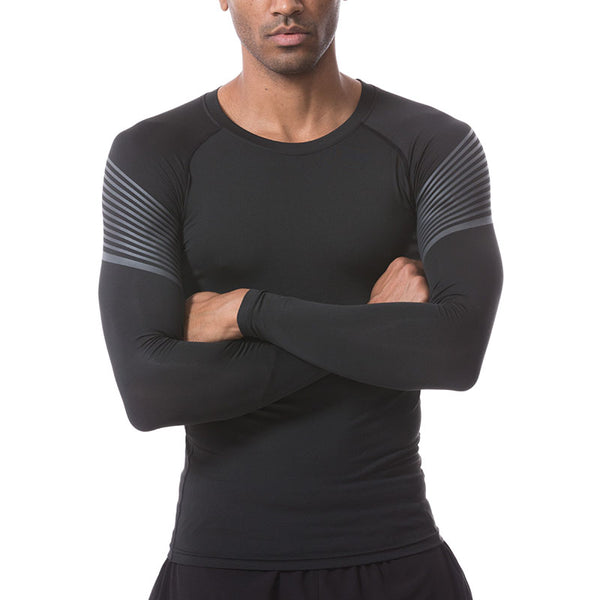 Men's Sport Long Sleeve Stripe T Shirts - CTHOPER