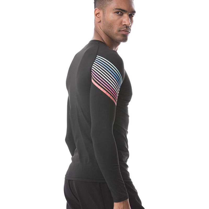 Men's Sport Long Sleeve Stripe T Shirts - CTHOPER