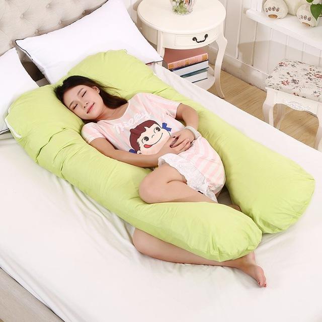 100% Cotton Full Body Pillow for Pregnant Women U Shape Pregnancy Pillow Sleeping Support Maternity Pillow for Side Sleepers