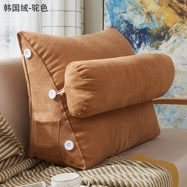Bed Triangular Cushion Chair Bedside Lumbar Chair Backrest Lounger Lazy Office Chair Living Room Reading Pillow Household Decor - CTHOPER