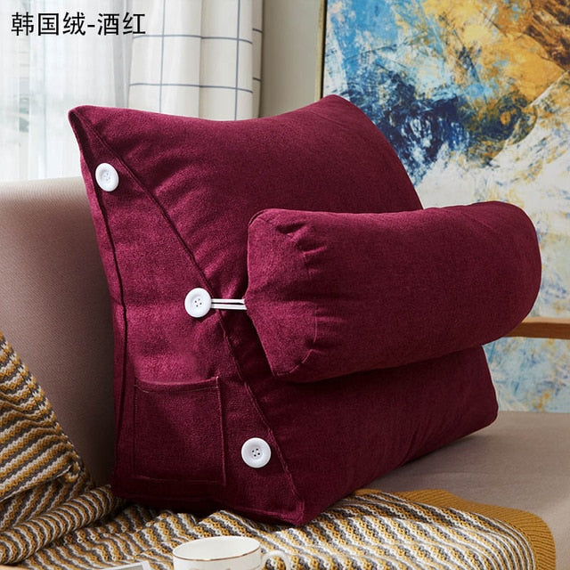 Bed Triangular Cushion Chair Bedside Lumbar Chair Backrest Lounger Lazy Office Chair Living Room Reading Pillow Household Decor