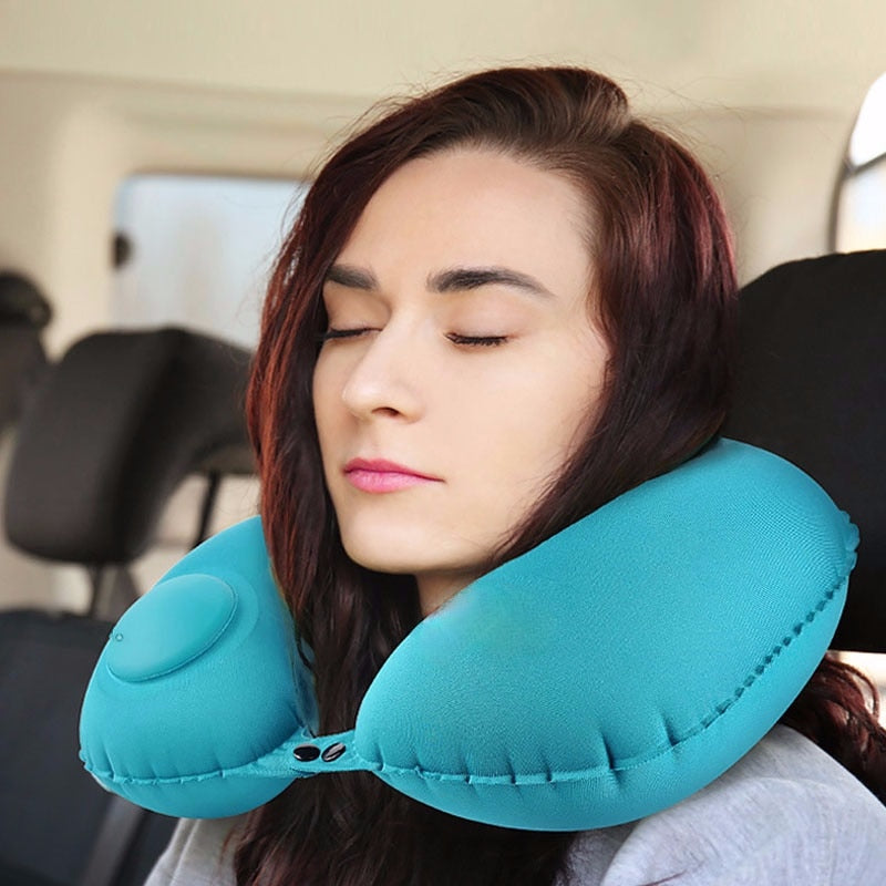 Travel Pillows Airplanes Inflatable Super Light Portable Neck Pillow U-Shape Automatic Inflatable Cervical Vertebr Pillow