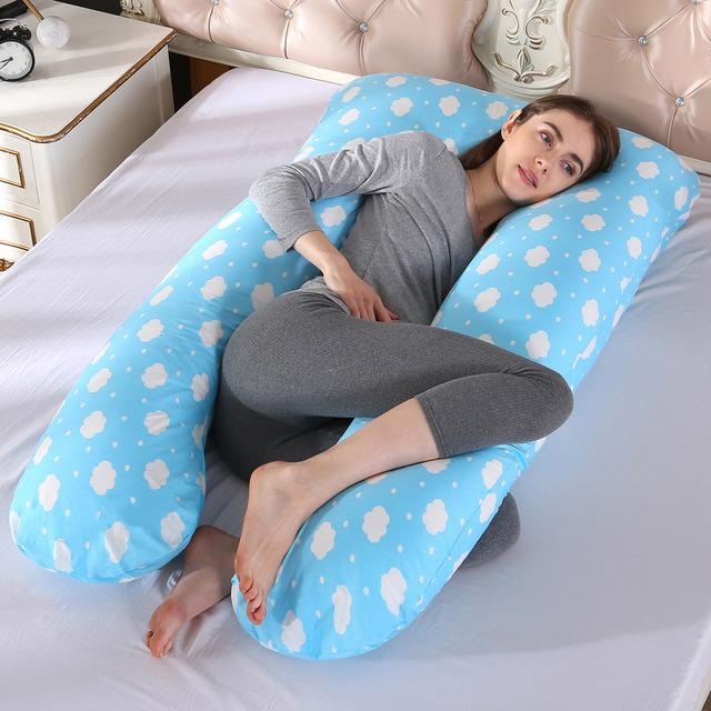 100% Cotton Full Body Pillow for Pregnant Women U Shape Pregnancy Pillow Sleeping Support Maternity Pillow for Side Sleepers