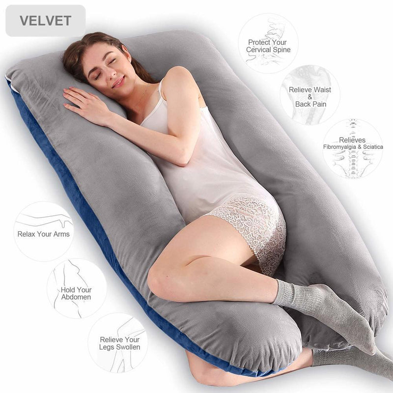 100% Cotton Full Body Pillow for Pregnant Women U Shape Pregnancy Pillow Sleeping Support Maternity Pillow for Side Sleepers