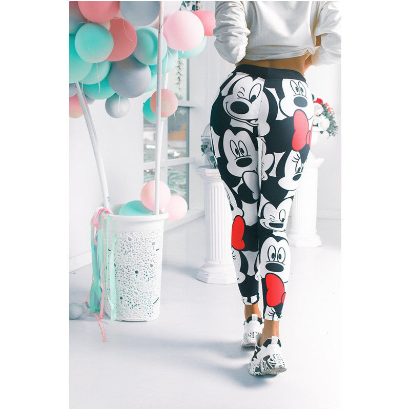 Women Minnie Mickey Mouse Yoga Gym Leggings - CTHOPER