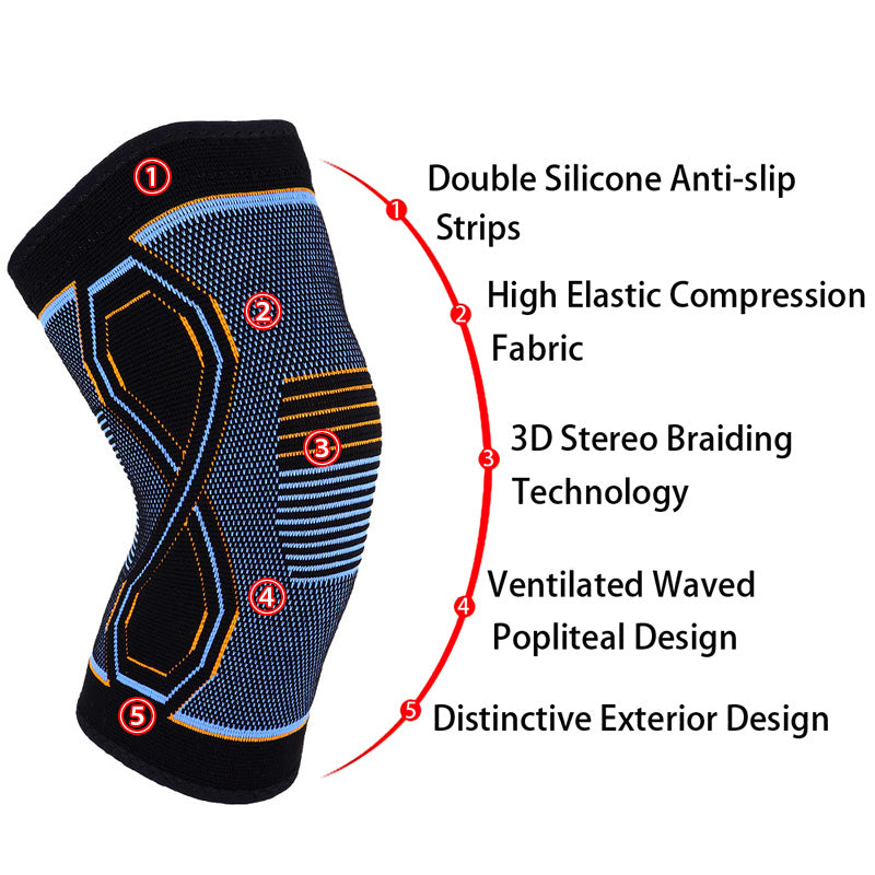 Sport Blue Orange Pattern Knee Brace - 1Pcs - CTHOPER