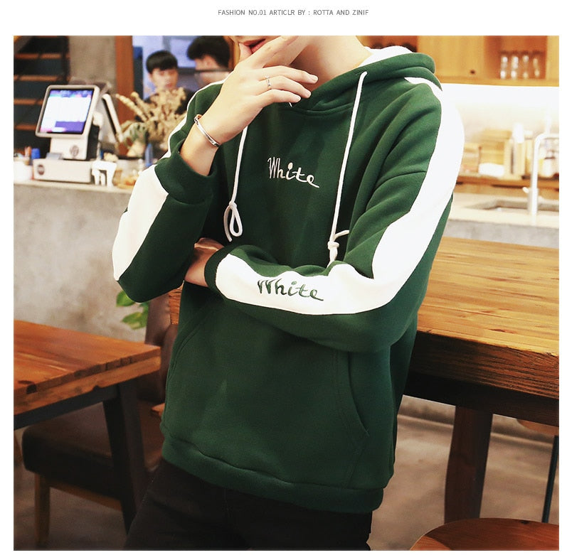 Men Fashion Embroidery Plus Size Pullover Hoodies Sweatshirt - CTHOPER