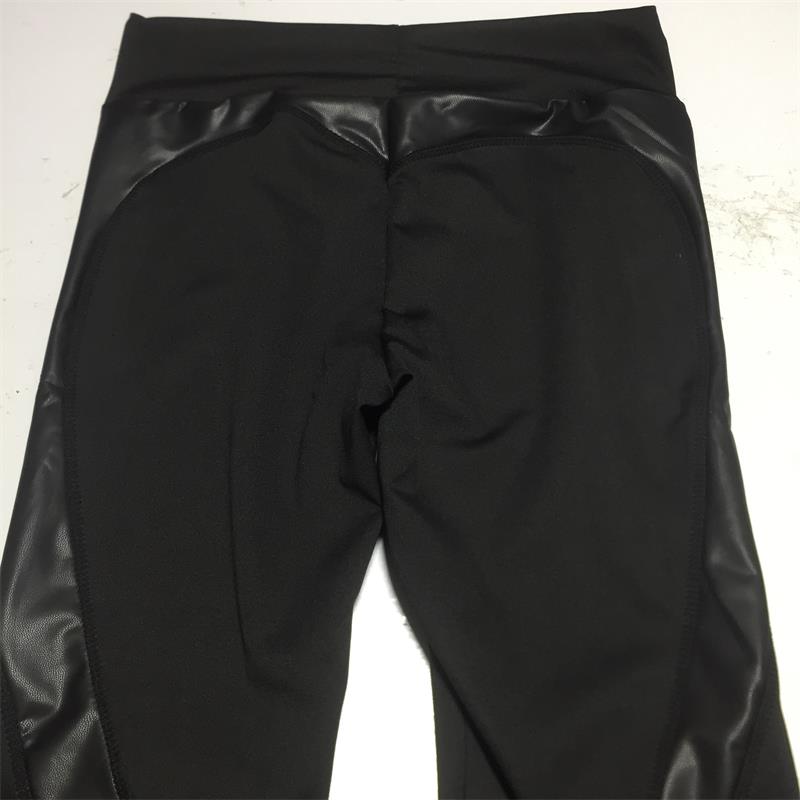 Women PU Leather Black Heart Shape Booty Sport Pants - CTHOPER