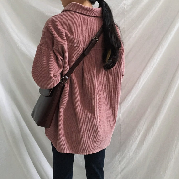 Women Winter Big Autumn Corduroy Jacket Coats - CTHOPER