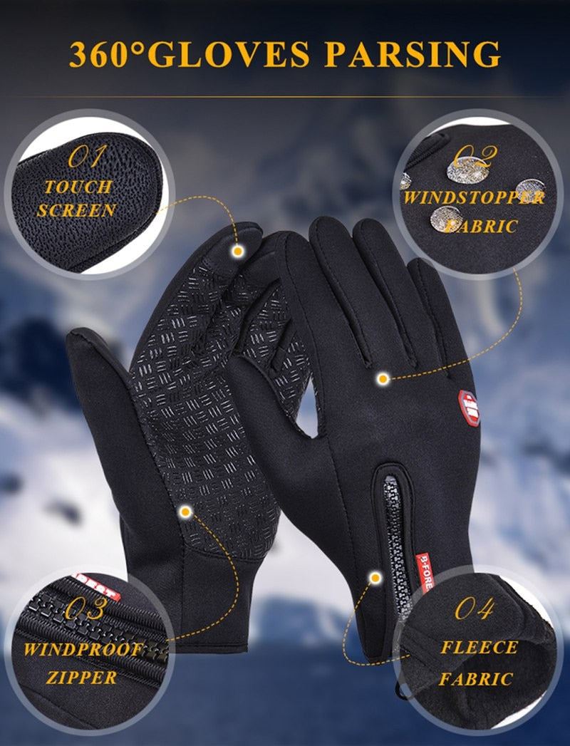 Waterproof Motorcycle Riding Winter Touch Screen Snow Windstopper Gloves - CTHOPER