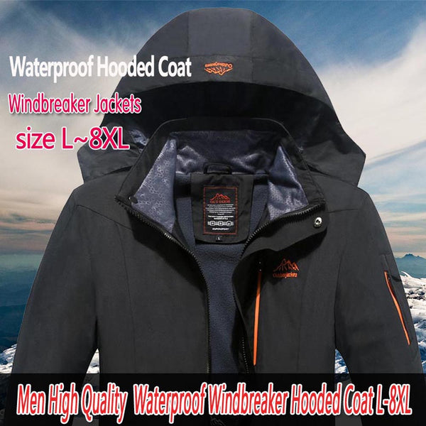 Plus Size Men's Windproof Tourism Mountain Windbreaker Hooded Jacket Coat - CTHOPER