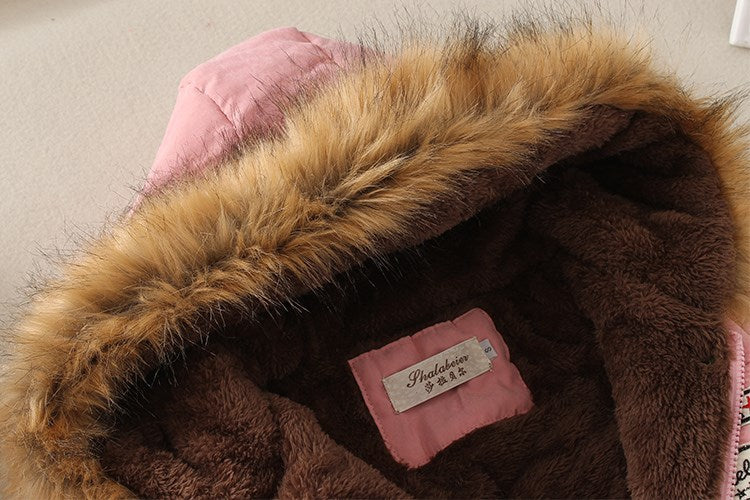 2019 Women's Winter Hooded Fur Collar Waist And Velvet Thick Warm Long Cotton Jacket Coat - CTHOPER