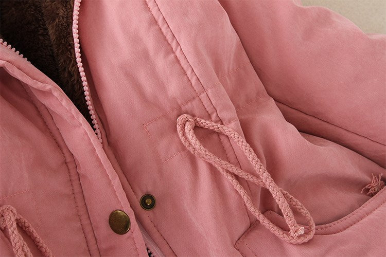 2019 Women's Winter Hooded Fur Collar Waist And Velvet Thick Warm Long Cotton Jacket Coat - CTHOPER