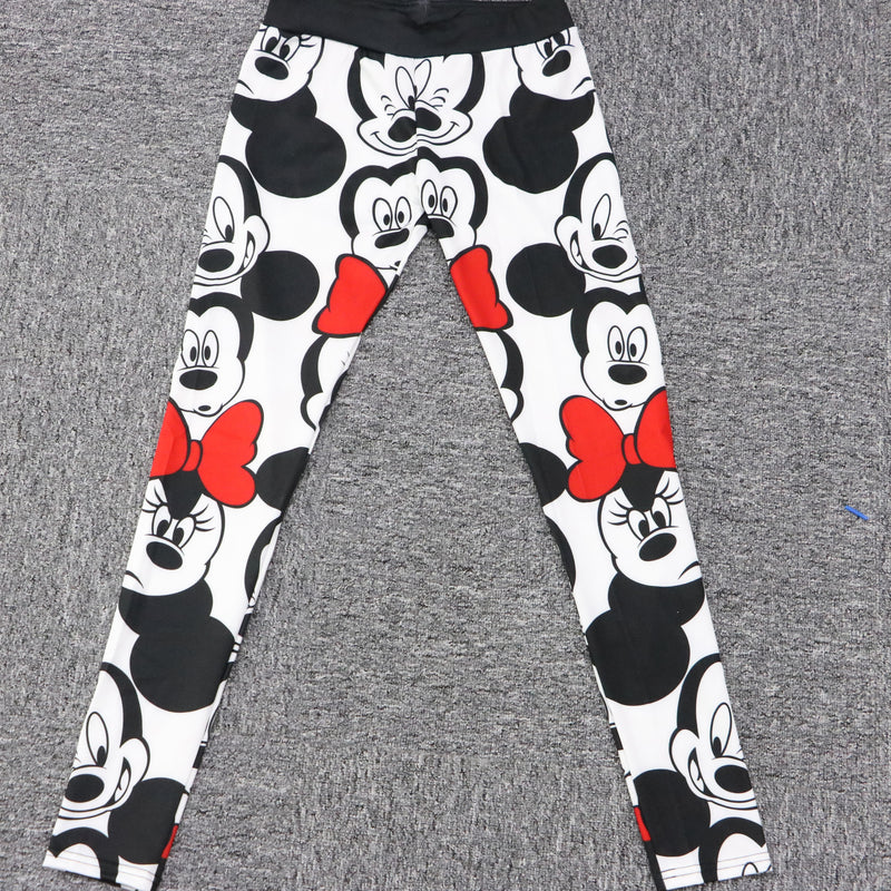 Women Minnie Mickey Mouse Yoga Gym Leggings - CTHOPER