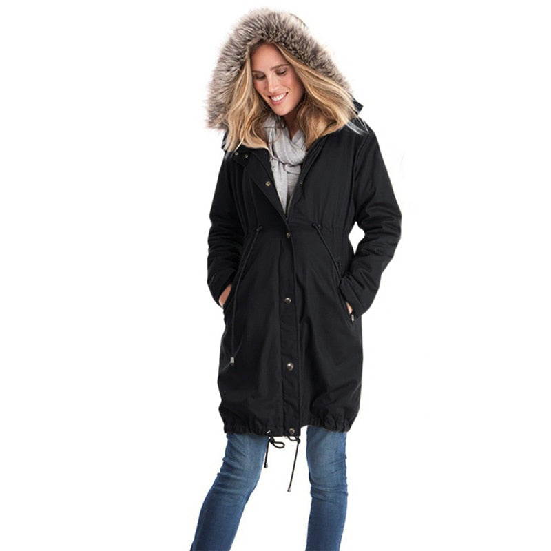 Long Keep Warm Kangaroo Maternity Jacket - CTHOPER