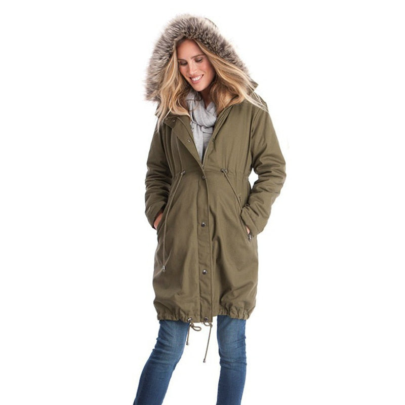 Long Keep Warm Kangaroo Maternity Jacket - CTHOPER