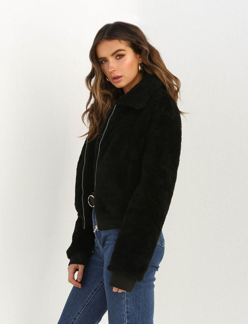 2019 Women Winter Cotton Fluffy Long Sleeve Coat Jacket - CTHOPER