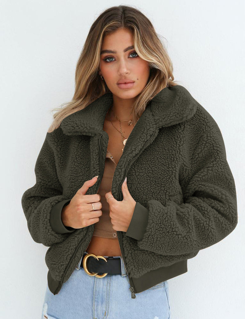 2019 Women Winter Cotton Fluffy Long Sleeve Coat Jacket - CTHOPER
