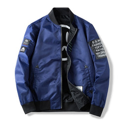 Men Both Side Windbreaker Pilot Bomber Jacket with Patches - CTHOPER
