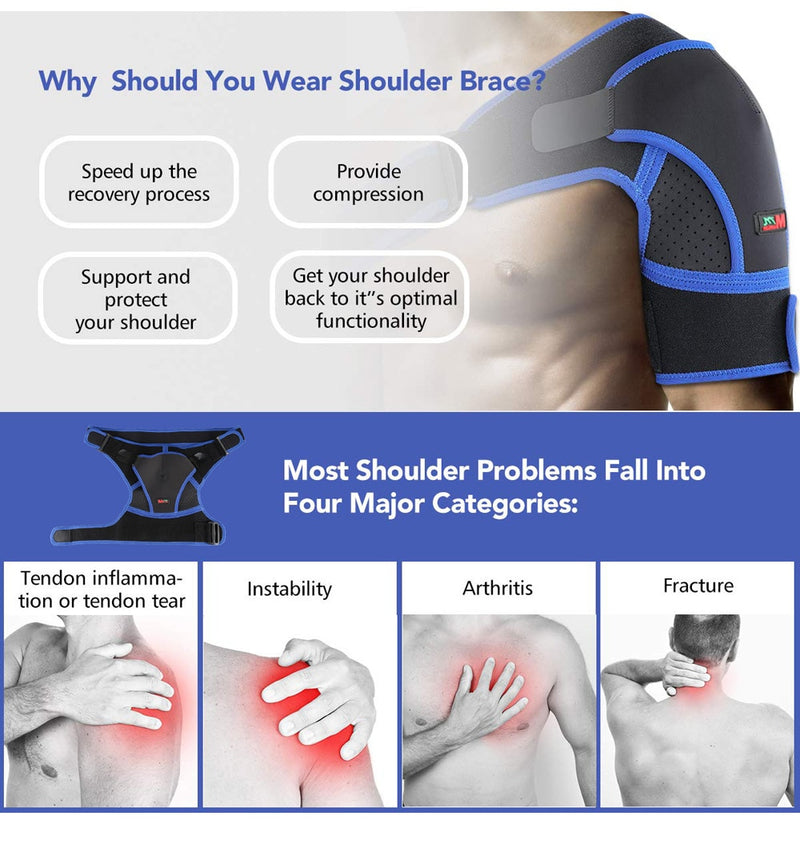 Adjustable Shoulder Support Brace,Rotator Cuff Support for Injury Prevention,Dislocated AC Joint,Frozen Shoulder Pain,Bursitis,Tendinitis (Left/Right) - CTHOPER