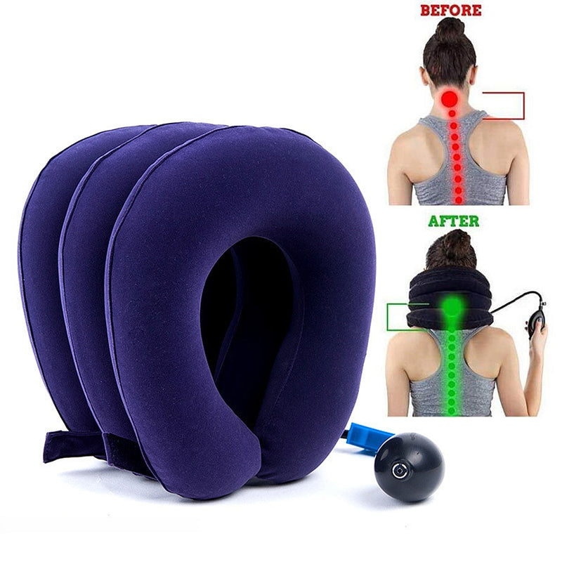 Inflatable Air Neck Brace Adjustable Stretcher Soft Cervical Traction Support Pillow - CTHOPER