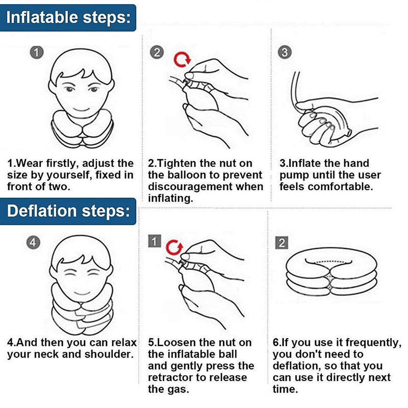 Inflatable Air Neck Brace Adjustable Stretcher Soft Cervical Traction Support Pillow - CTHOPER