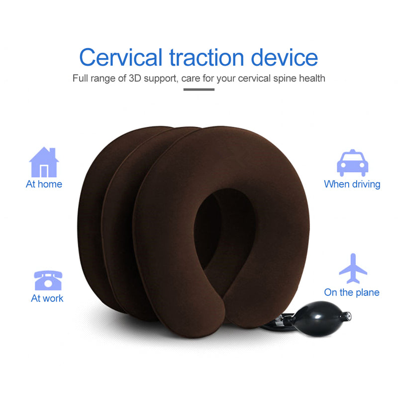 Inflatable Air Neck Brace Adjustable Stretcher Soft Cervical Traction Support Pillow - CTHOPER