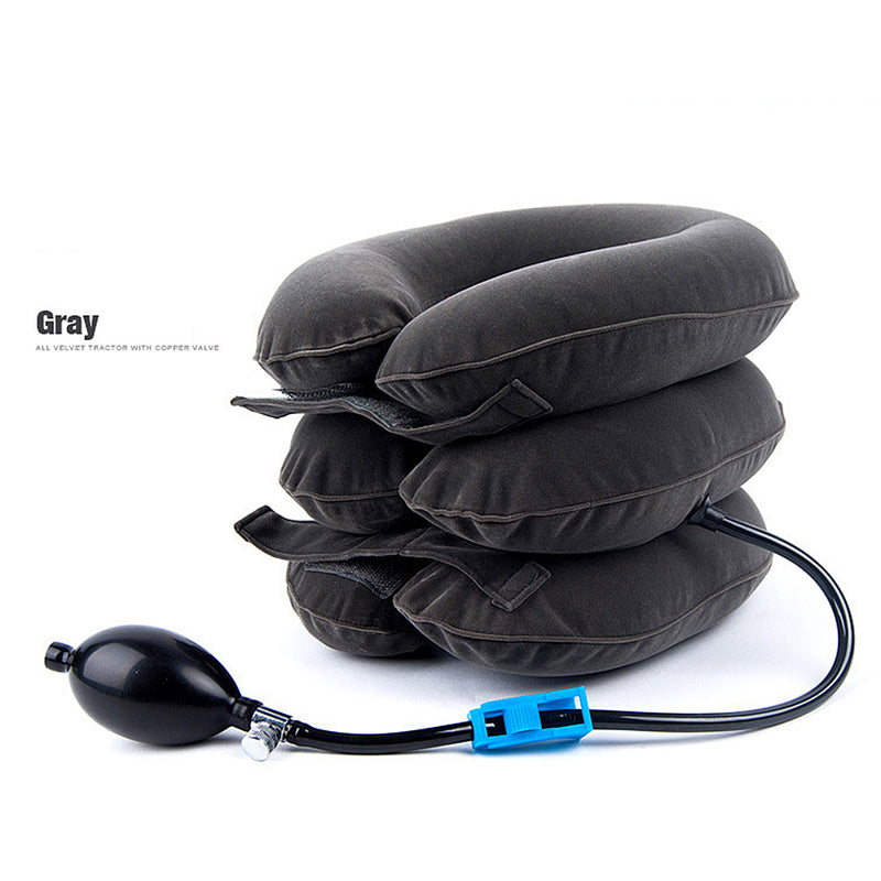 Inflatable Air Neck Brace Adjustable Stretcher Soft Cervical Traction Support Pillow - CTHOPER
