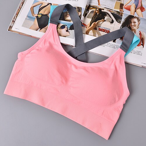 Padded Wirefree Adjustable Shakeproof Fitness Strappy Sport Bra for Women - CTHOPER