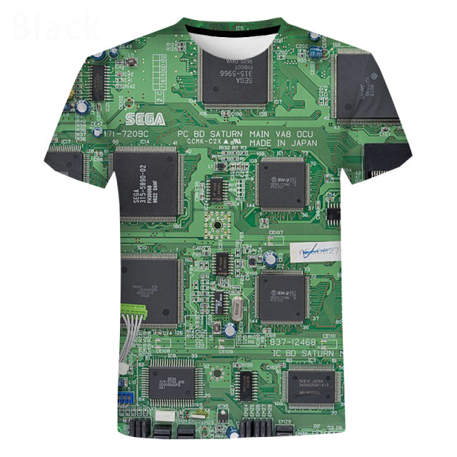 Electronic Chip Hip Hop T Shirt Men Women 3D Machine Printed Oversized T-shirt Harajuku Style Summer Short Sleeve Tee Tops