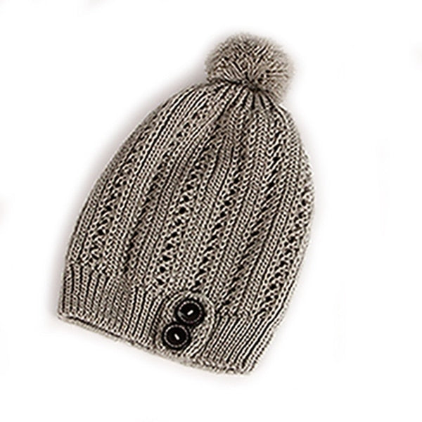 Women Cold Warm Winter Fur Knitted Hat - CTHOPER