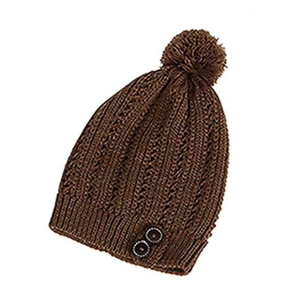 Women Cold Warm Winter Fur Knitted Hat - CTHOPER