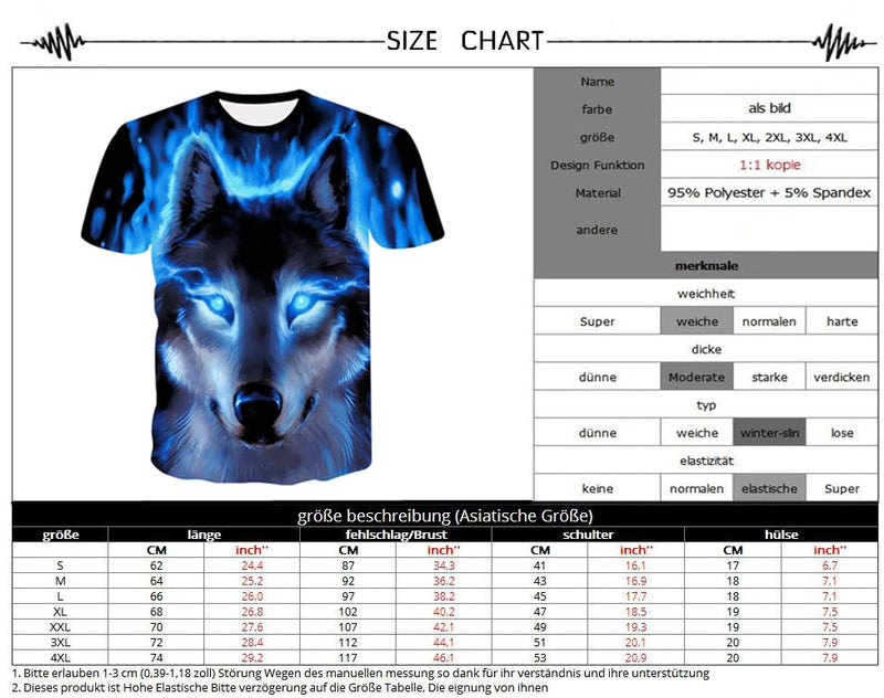 Men's Wolf 3D Print Animal Short Sleeve T Shirts - CTHOPER