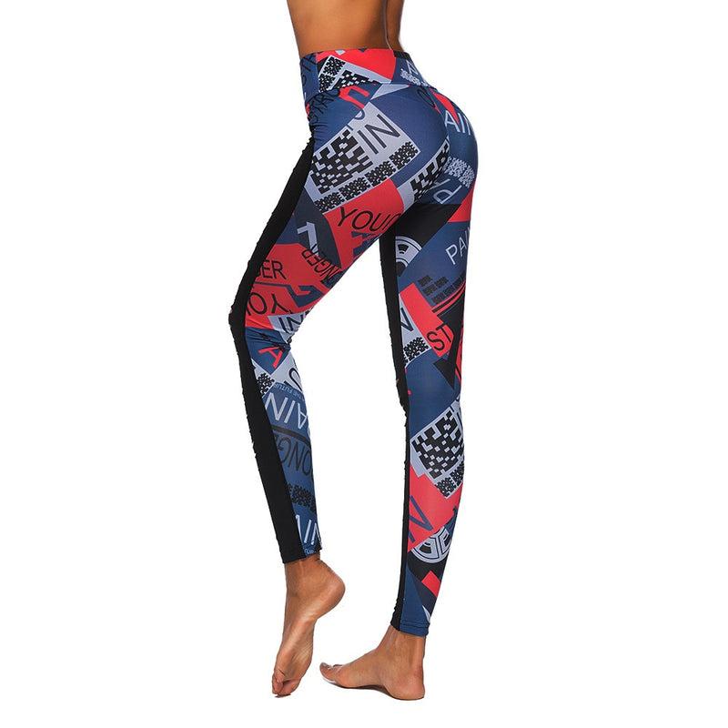 Women Fitness Sexy Hollow Out Printed Leggings - CTHOPER