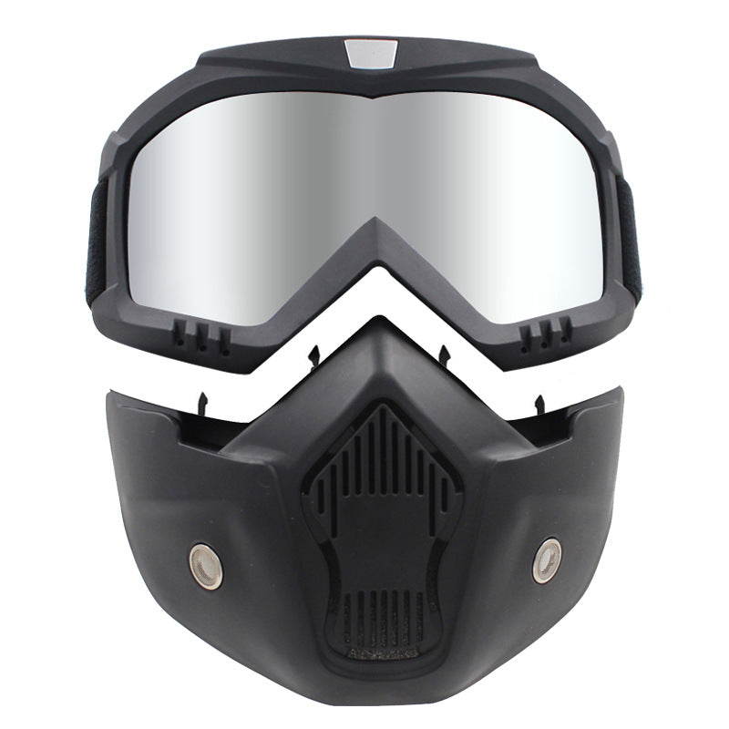 Snowboard Mask Winter Snowmobile Skiing Goggles Windproof Skiing Glass Motocross Sunglasses with Mouth Filter - CTHOPER