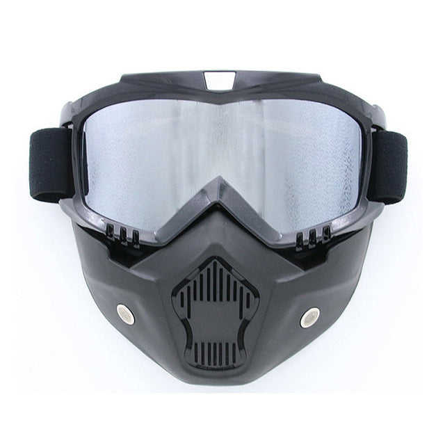 Snowboard Mask Winter Snowmobile Skiing Goggles Windproof Skiing Glass Motocross Sunglasses with Mouth Filter - CTHOPER