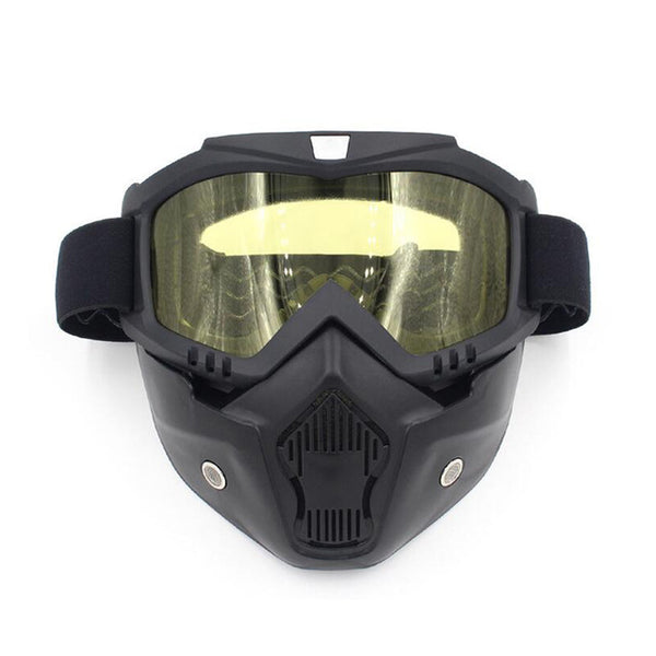 Snowboard Mask Winter Snowmobile Skiing Goggles Windproof Skiing Glass Motocross Sunglasses with Mouth Filter - CTHOPER