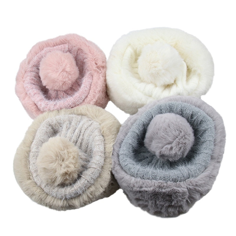 Women Knitted Winter Soft Keep Warm Beanies Plus Velvet Cap - CTHOPER