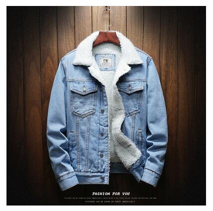 Men's Winter Wool Liner Thicker Denim Jean Coat Jackets - CTHOPER
