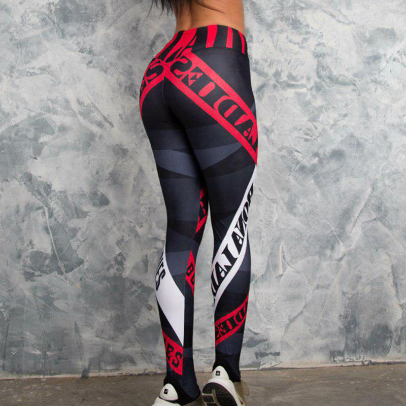 Women Compression Elastic Gym Fitness Sport Printed Leggings - CTHOPER