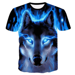 Men's Wolf 3D Print Animal Short Sleeve T Shirts - CTHOPER