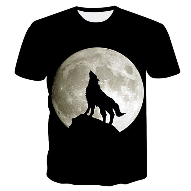 Men's Wolf 3D Print Animal Short Sleeve T Shirts - CTHOPER