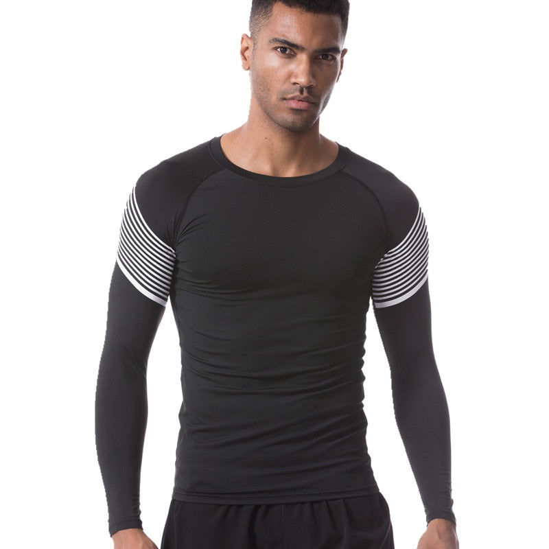 Men's Sport Long Sleeve Stripe T Shirts - CTHOPER