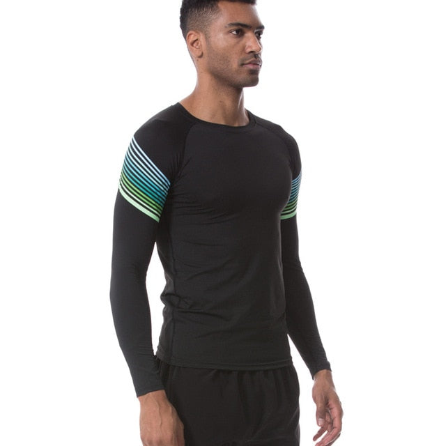 Men's Sport Long Sleeve Stripe T Shirts - CTHOPER