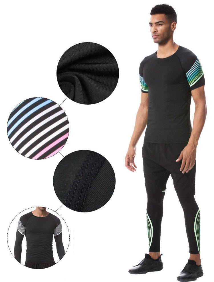 Men's Sport Long Sleeve Stripe T Shirts - CTHOPER