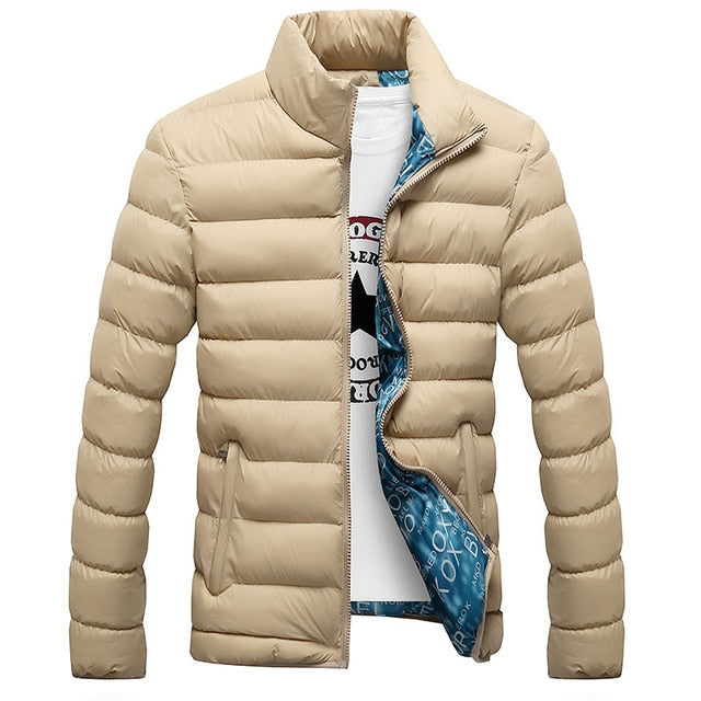Men Winter Warm Slim Casual Windbreaker Quilted Jacket Coats - CTHOPER